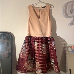 nude and floral dress